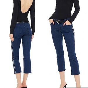 J BRAND Selena Avenue Blue cropped raw hem side stripe jeans size 24 like new